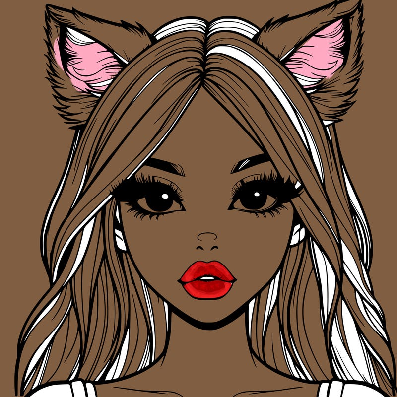 realistic girl with fox ears and realistic lips