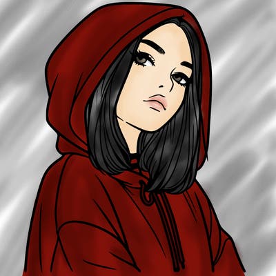 a realistic girl in a hoodie
