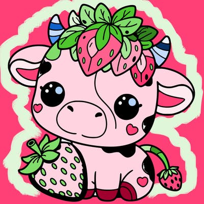 cute strawberry cow