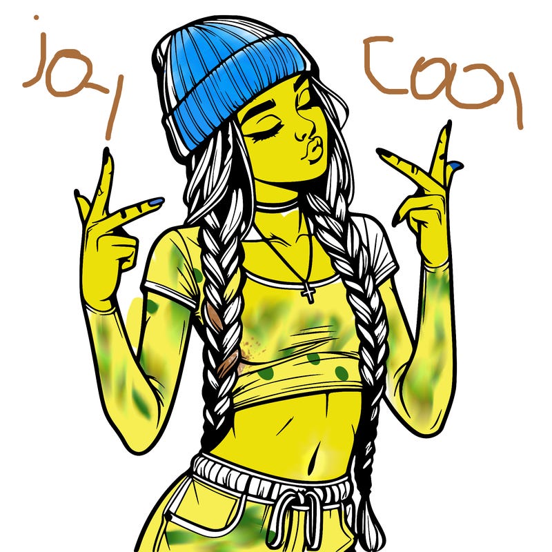 realistic teenage girl with braids and a beanie and crop top doing 🫶🏼