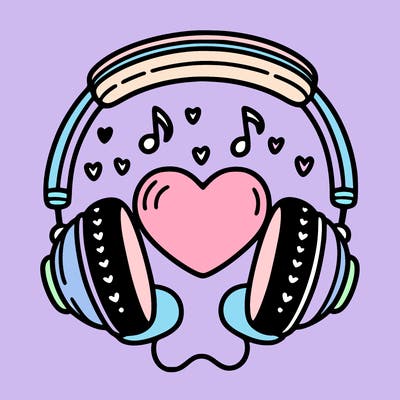 music headphones with a heart