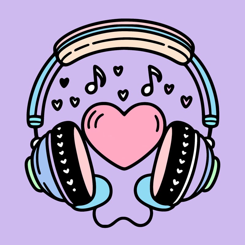 music headphones with a heart