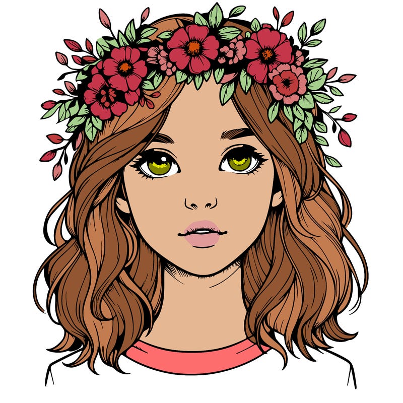 realistic girl with flower crown