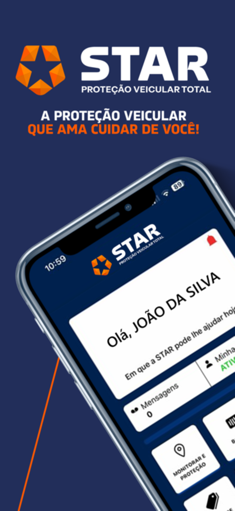 Star Associado - Star Associado vehicle protection app interface on a mobile phone screen