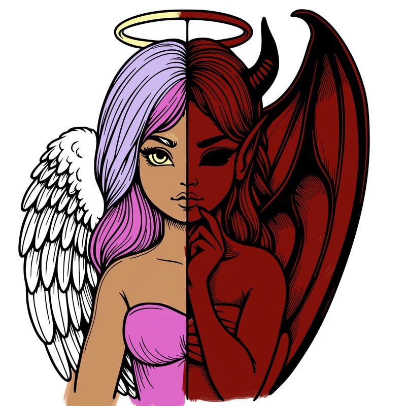 realistic angel half demon