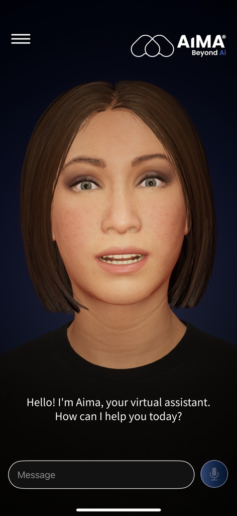 Interfaz del asistente virtual humano digital AiMA