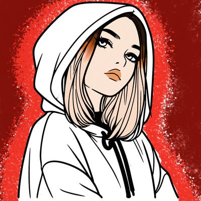 a realistic girl in a hoodie