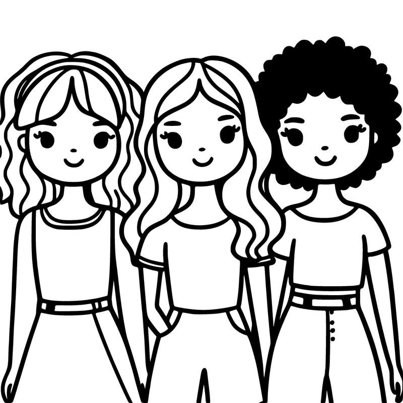 three girls one curly hair