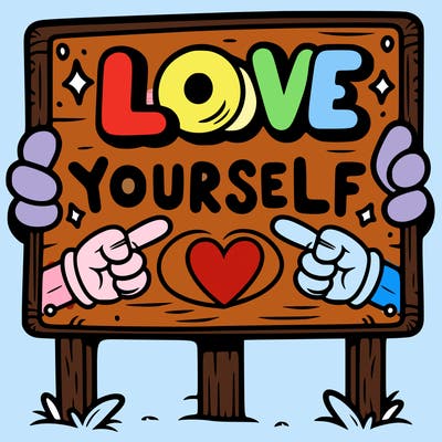 a sign where it is written: love yourself