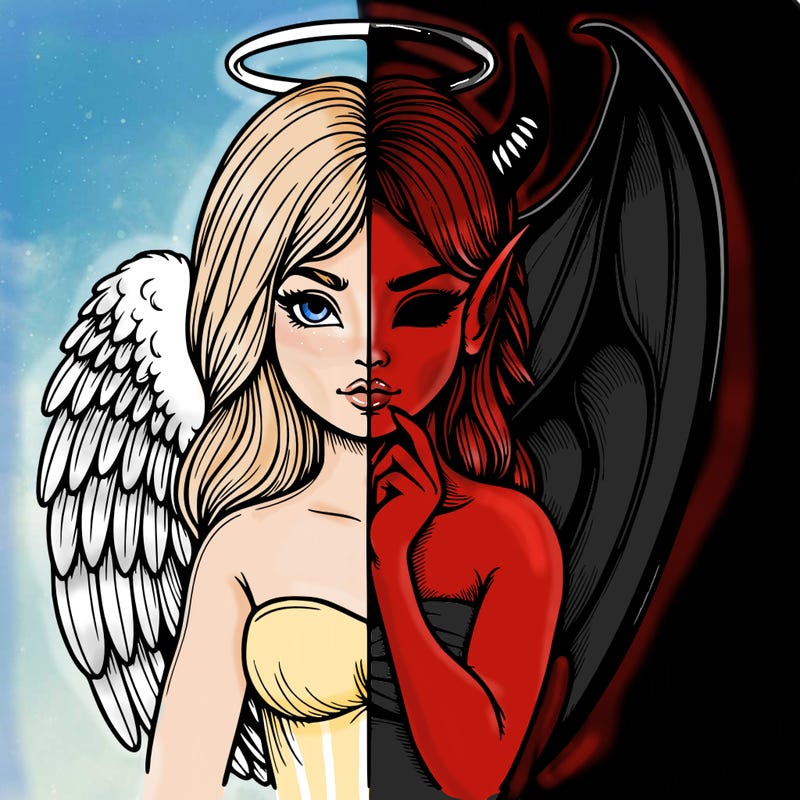 realistic angel half demon