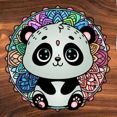 cute baby panda animal mandala