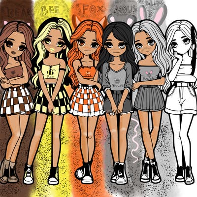 a group of girls realistic