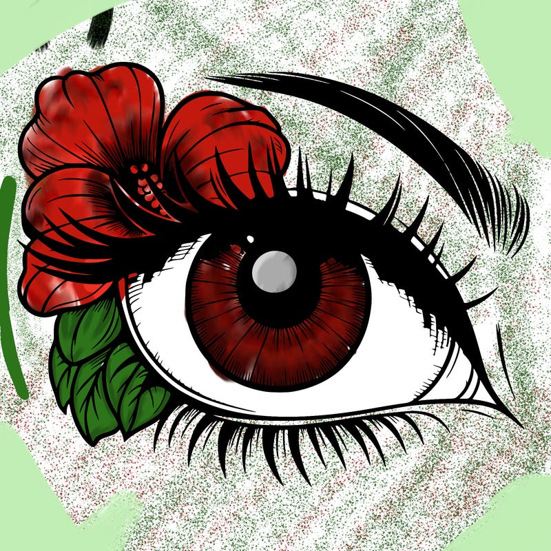 realistic eye with flower
