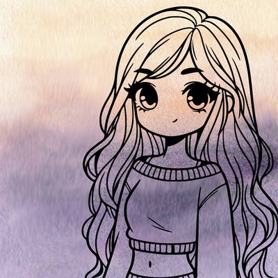 girl with long hair and a crop top with a sweater