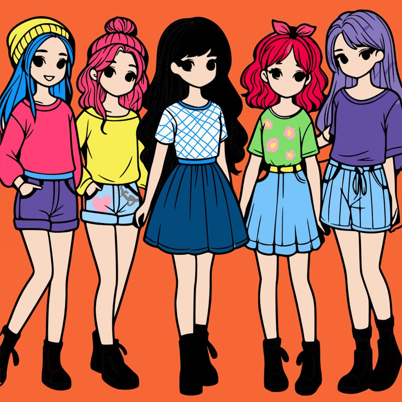 a group of five girls