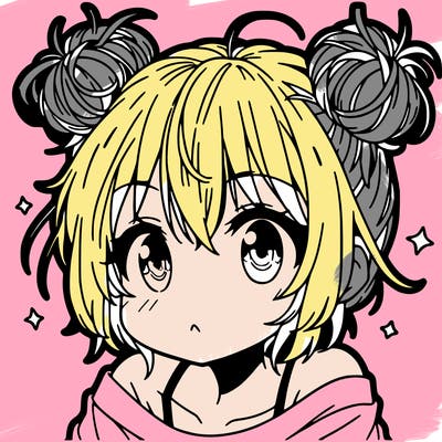 a manga girl with messy small buns