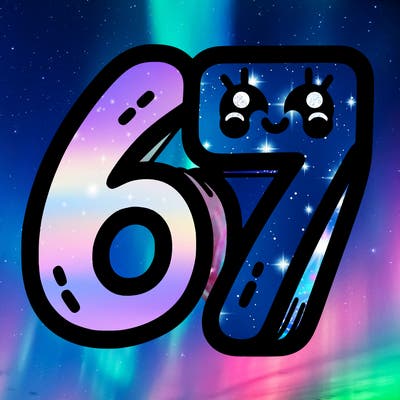 the numbers 67
