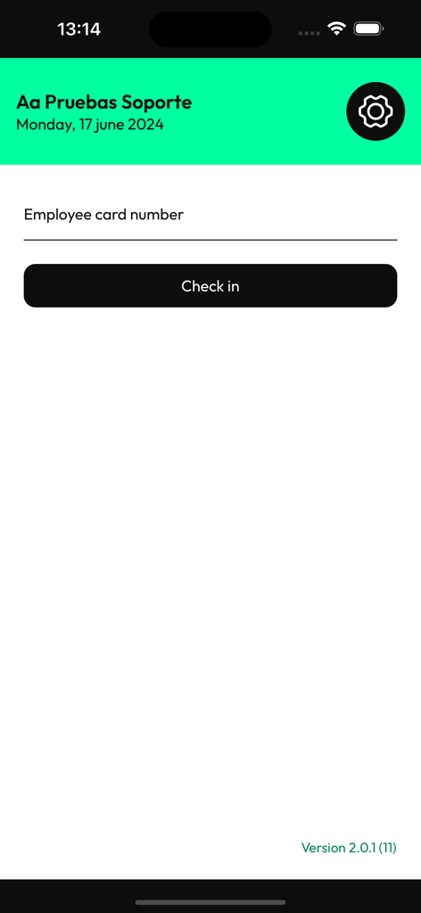 Orquest InStore - Orquest InStore mobile app interface for employee check in showing a field for employee card number