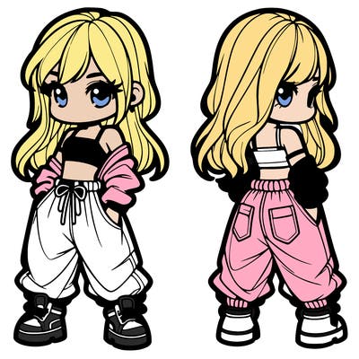 girl in crop top and baggy pants