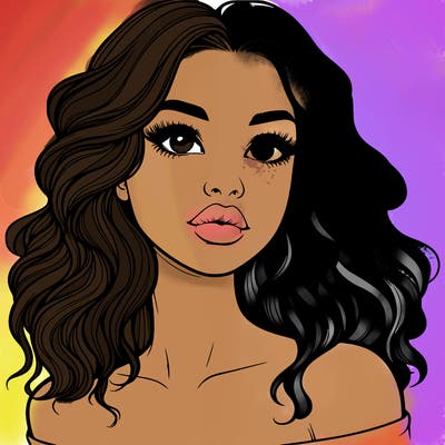 realistic girl with wavy hair and lips