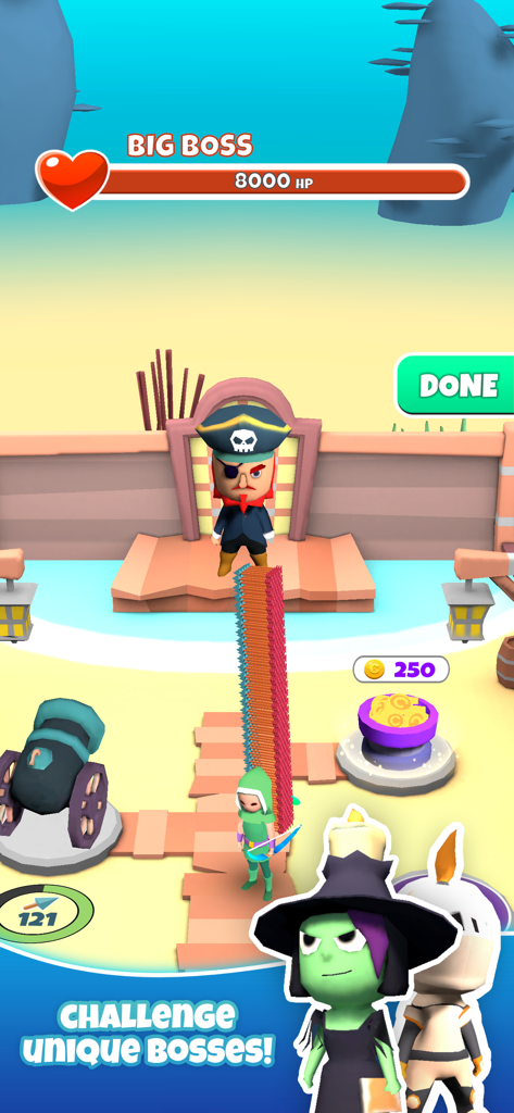 Arrow Fest - Gameplay of Arrow Fest featuring a big boss battle against a pirate character