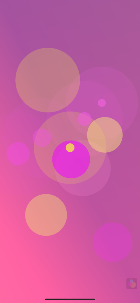 Bloom - Abstract translucent circles on a pink gradient background in the Bloom app.