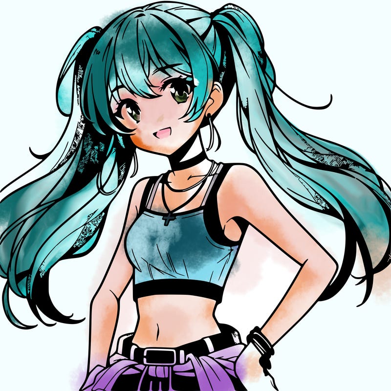 anime girl wearing crop top