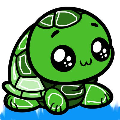 cute little animated turtle