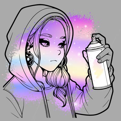 a realistic girl, spray painting