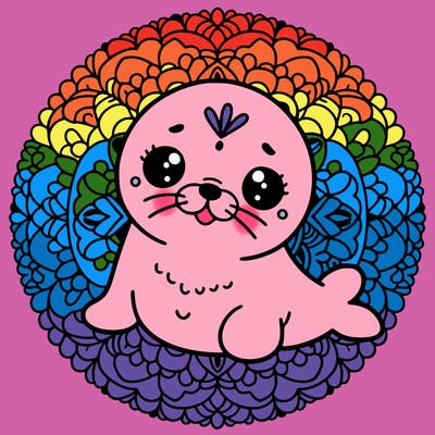 a cute baby seal mandala