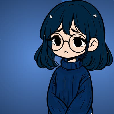 sad girl with glasses in a sweater