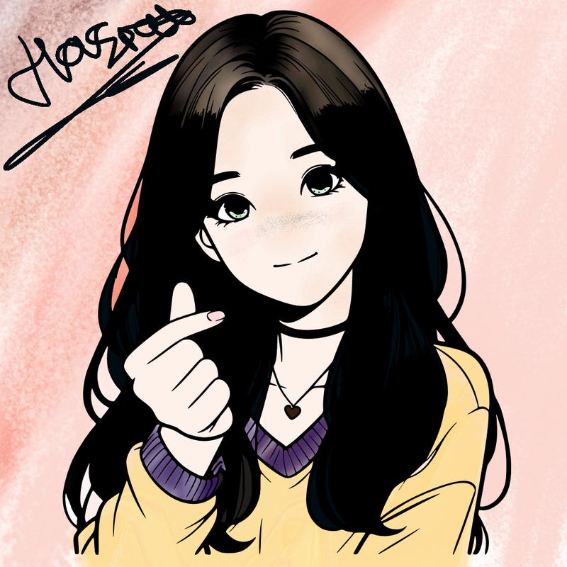 realistic girl making a korean heart