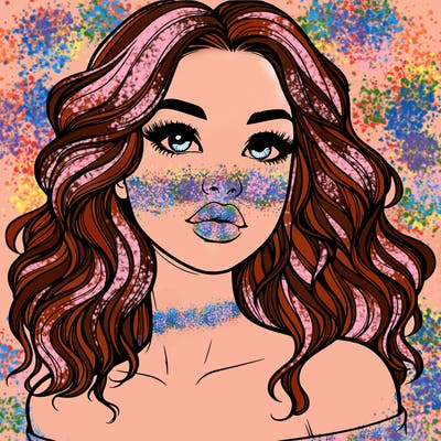 realistic girl with wavy hair and lips