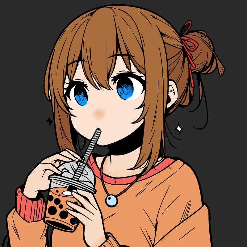 manga character drinking boba
