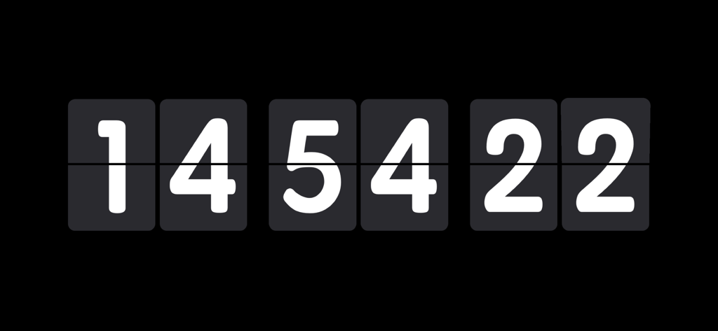 RetroClock-desktop time dial - A retro aesthetic flip clock displaying white numbers on a black background.