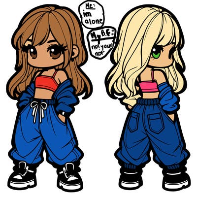 girl in crop top and baggy pants