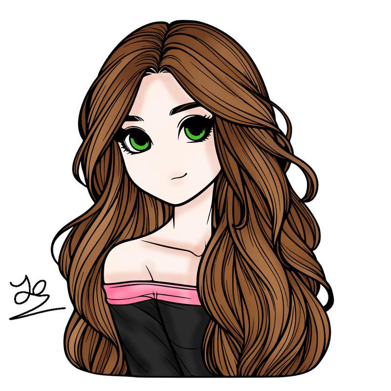 realistic girl with long hair