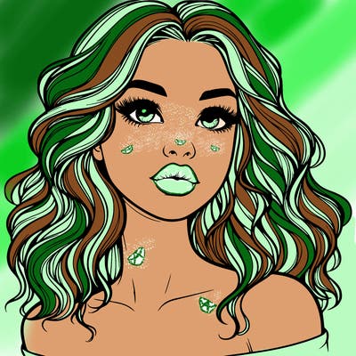 realistic girl with wavy hair and lips