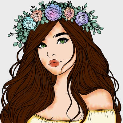 realistic girl with flower crown