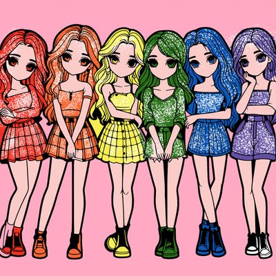 a group of girls realistic