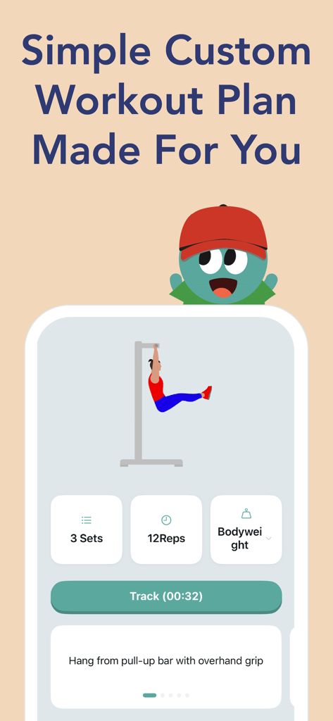 Interfaz de la aplicación Pipo AI que muestra un plan de entrenamiento personalizado con instrucciones de ejercicios y estadísticas de seguimiento.