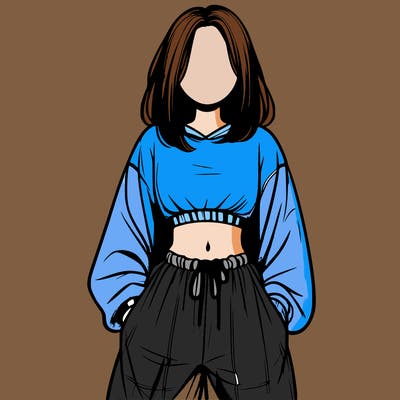 realistic girl faceless with baggy pants and a crop top