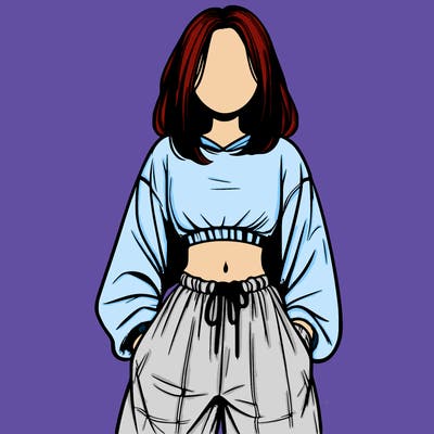 realistic girl faceless with baggy pants and a crop top