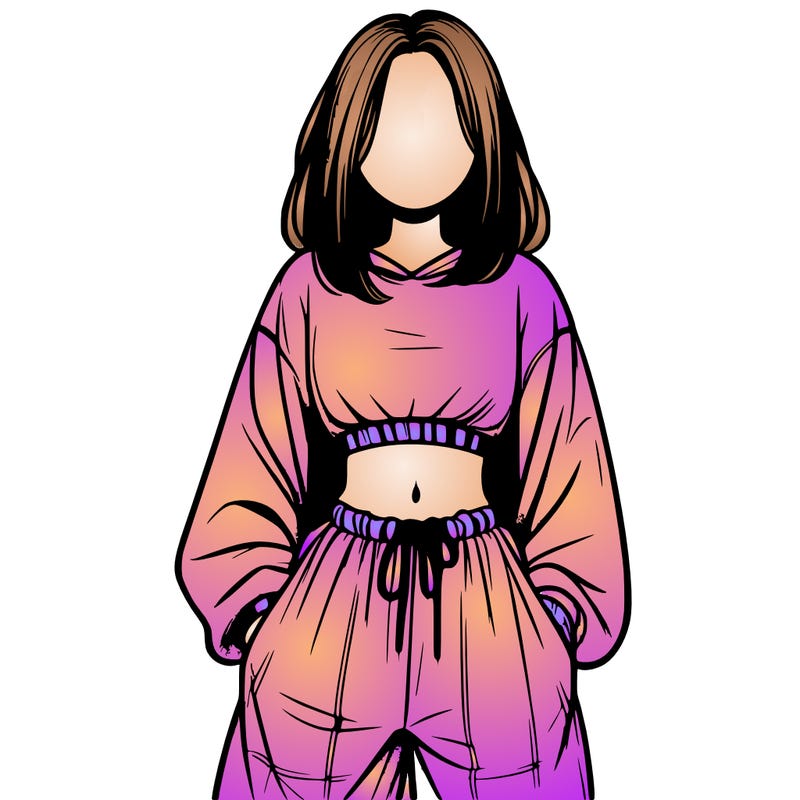 realistic girl faceless with baggy pants and a crop top