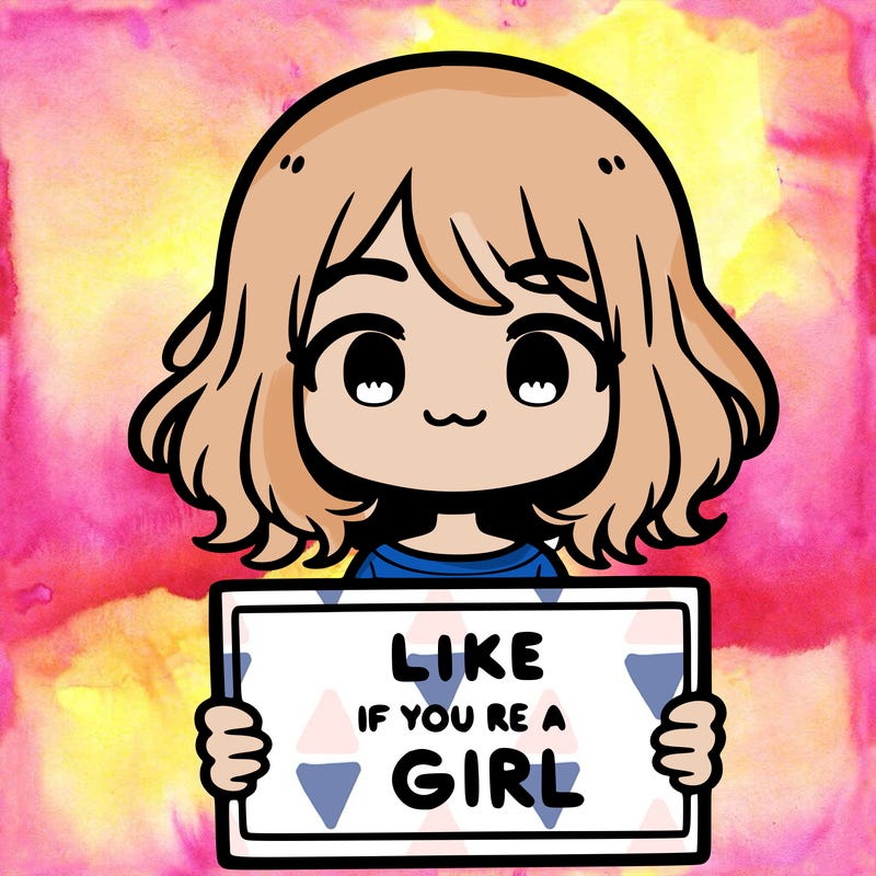 a cute girl holding a sign that says like if you’re a girl