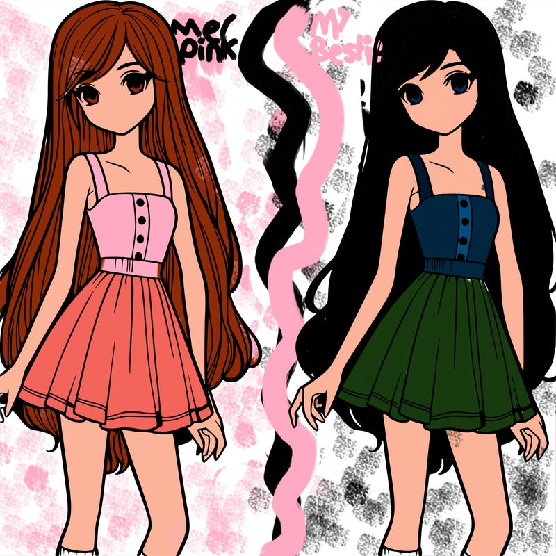 teenage girl with long hair and short dress