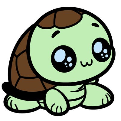 cute little animated turtle