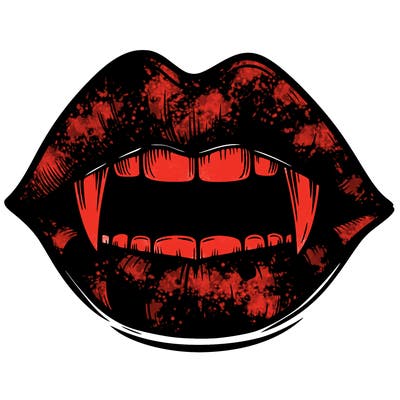 lips with vampire teeth