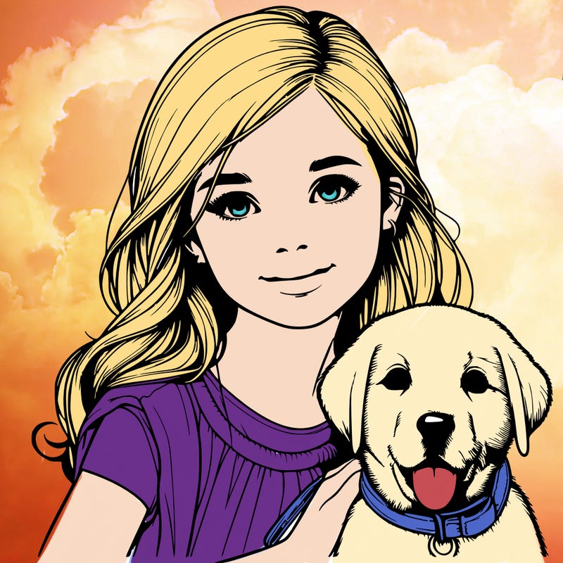 realistic girl with dog