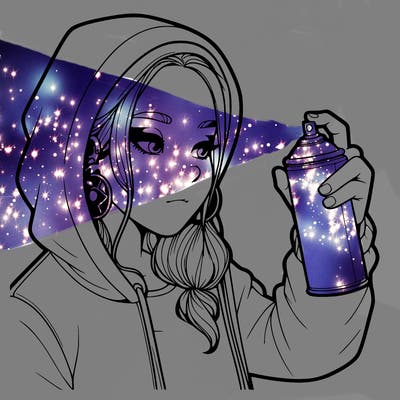 a realistic girl, spray painting